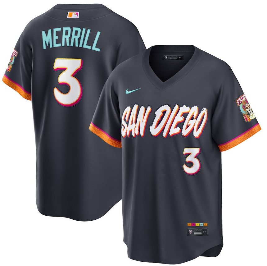 Men San Diego Padres #3 Jackson Merrill Nike White Home Limited Player Jersey